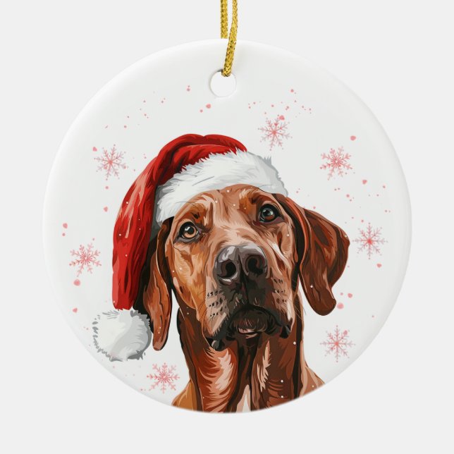 Rhodesian Ridgeback Dog Christmas Personalized Ceramic Ornament (Front)