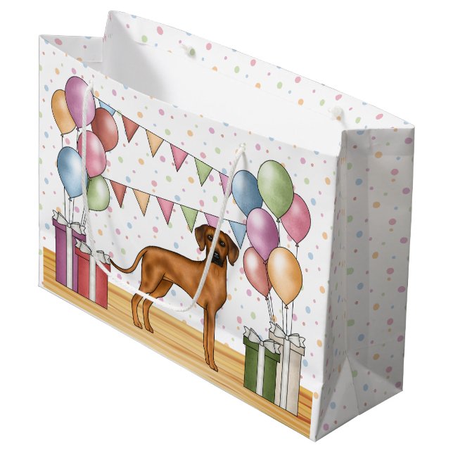 Rhodesian Ridgeback Dog Colourful Pastel Birthday Large Gift Bag (Front Angled)