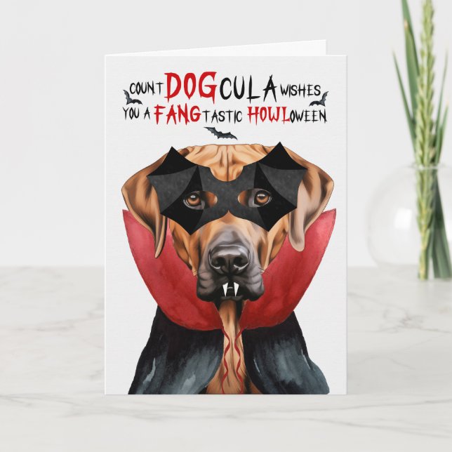 Rhodesian Ridgeback Dog Count DOGcula Halloween Holiday Card (Front)