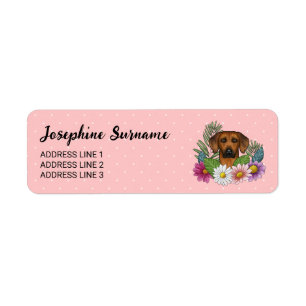 Rhodesian Ridgeback Dog Head Colourful Flowers Pin Return Address Label