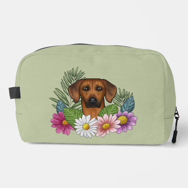Rhodesian Ridgeback Dog Head Colourful Wildflowers Dopp Kit (Front)