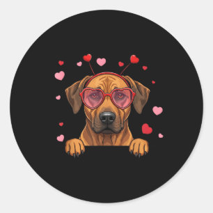 Rhodesian Ridgeback Dog Heart Headband Valentine W Classic Round Sticker