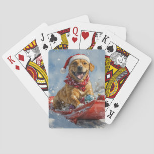 Rhodesian Ridgeback Dog in Sledge Christmas Playing Cards