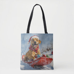 Rhodesian Ridgeback Dog in Sledge Christmas Tote Bag