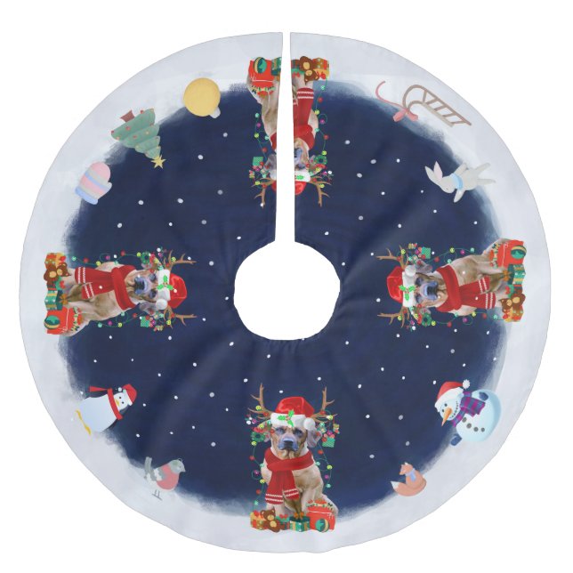 Rhodesian Ridgeback Dog Let it snow Brushed Polyester Tree Skirt (Front)