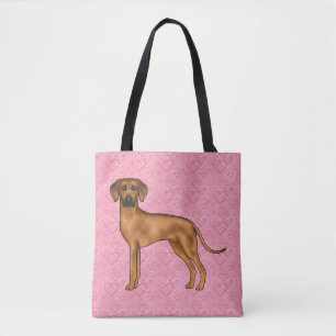 Rhodesian Ridgeback Dog Love Heart Pattern Pink Tote Bag