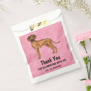 Rhodesian Ridgeback Dog On Pink Hearts Thank You Favour Bag