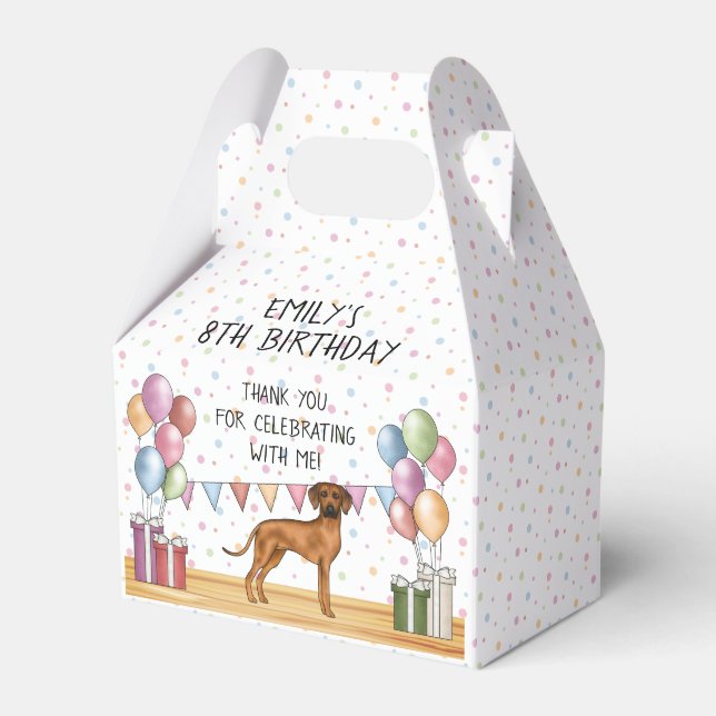 Rhodesian Ridgeback Dog Pastel Birthday Thank You Favour Box (Front Side)
