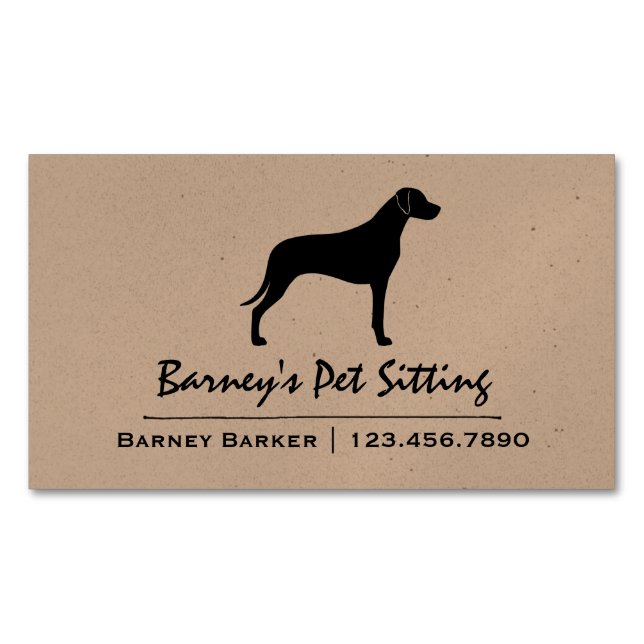 Rhodesian Ridgeback Dog Silhouette Magnetic Business Card (Front)