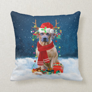 Rhodesian Ridgeback dog with Christmas gifts Cushion