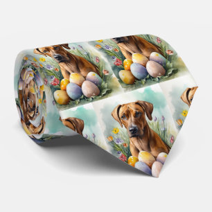 Rhodesian Ridgeback Dog with Easter Eggs Holiday Tie