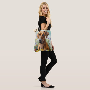 Rhodesian Ridgeback Dog with Easter Eggs Holiday Tote Bag