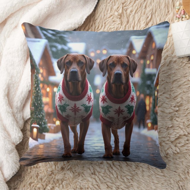 Rhodesian Ridgeback Dogs Christmas Snow Holiday Cushion (Blanket)