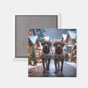 Rhodesian Ridgeback Dogs Christmas Snow Holiday Magnet