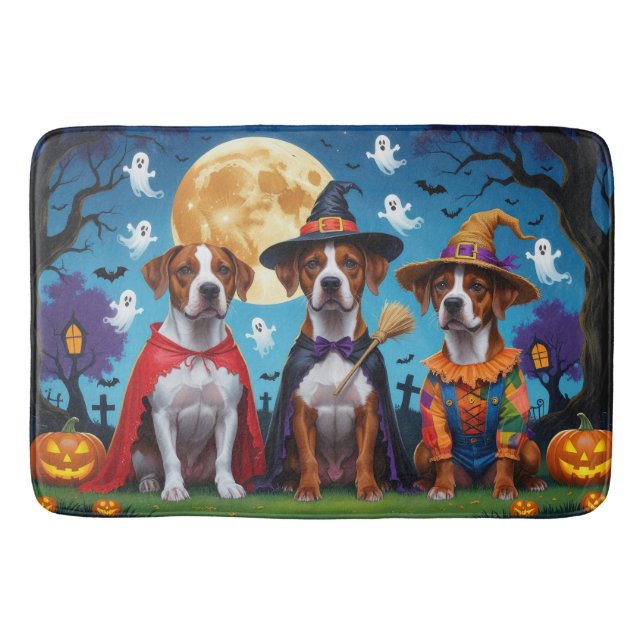 Rhodesian Ridgeback Dogs Pumpkin Halloween Funny  Bath Mat (Front)