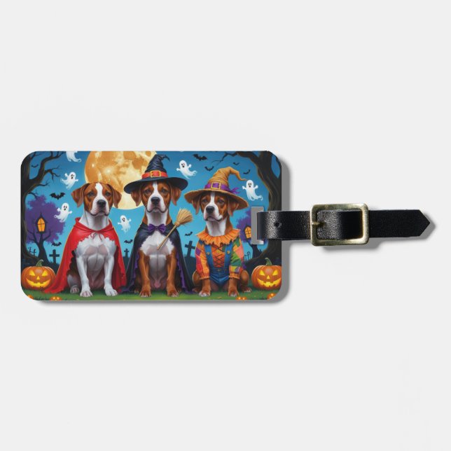 Rhodesian Ridgeback Dogs Pumpkin Halloween Funny  Luggage Tag (Front Horizontal)