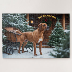 Rhodesian Ridgeback Festive Holiday Christmas Jigsaw Puzzle