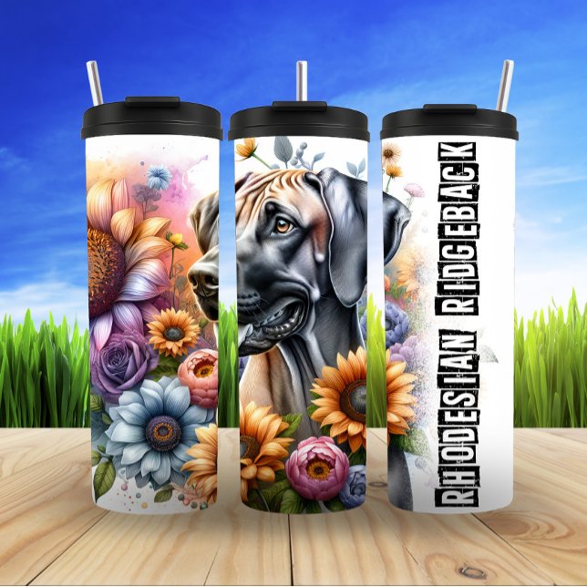 Rhodesian Ridgeback Floral Harmony Thermal Tumbler (Creator Uploaded)