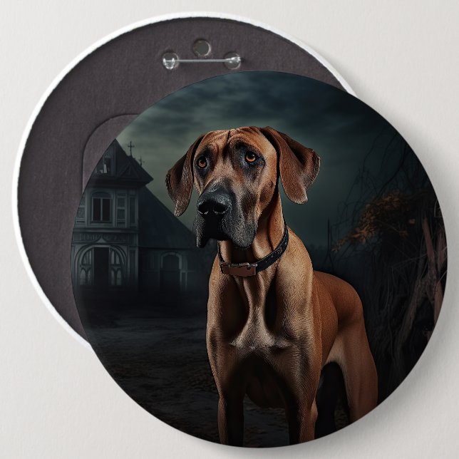 Rhodesian Ridgeback Halloween Scary  6 Cm Round Badge (Front & Back)