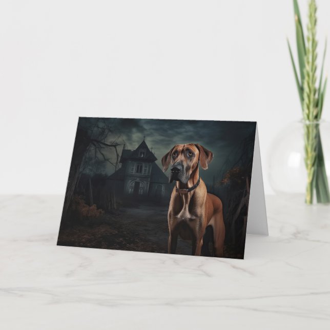 Rhodesian Ridgeback Halloween Scary  Card (Front)