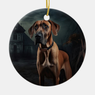 Rhodesian Ridgeback Halloween Scary  Ceramic Ornament