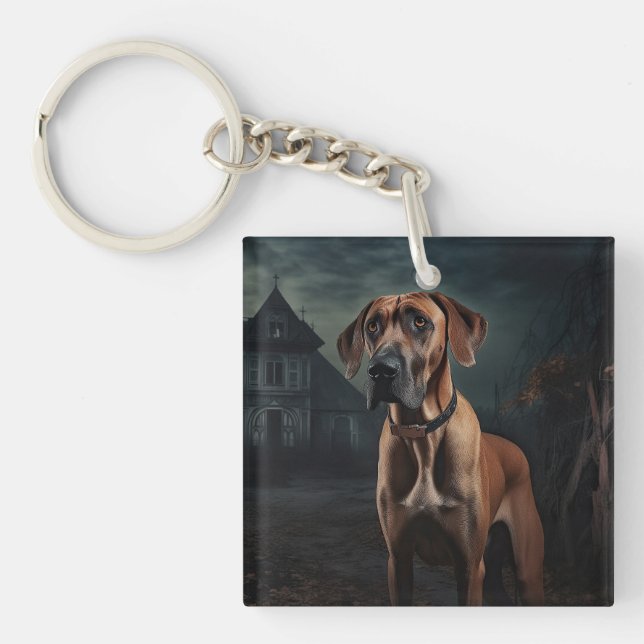 Rhodesian Ridgeback Halloween Scary  Key Ring (Front)