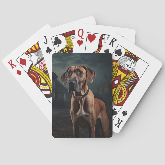 Rhodesian Ridgeback Halloween Scary  Playing Cards (Back)