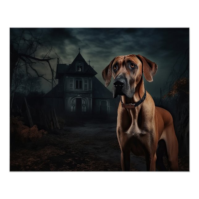 Rhodesian Ridgeback Halloween Scary  Poster (Front)