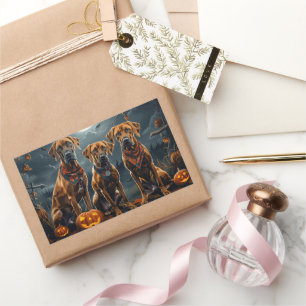 Rhodesian Ridgeback Halloween Spooky  Rectangular Sticker