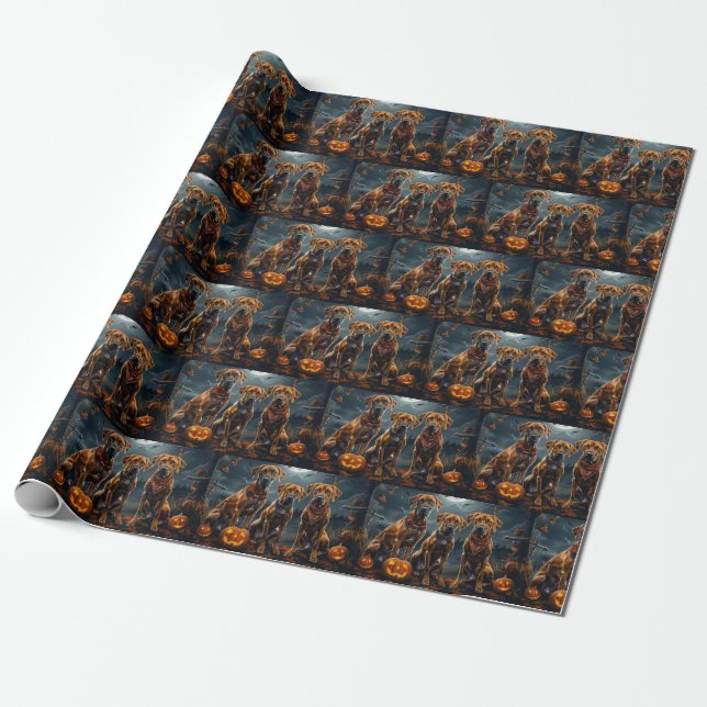 Rhodesian Ridgeback Halloween Spooky  Wrapping Paper (Unrolled)