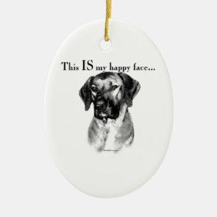 Rhodesian Ridgeback Happy Face Ceramic Tree Decoration
