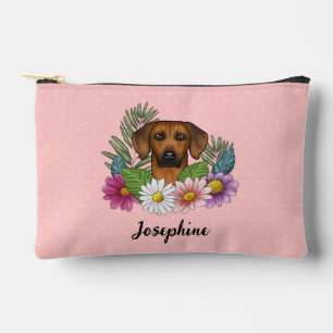 Rhodesian Ridgeback Head Colourful Flowers And Nam Accessory Pouch