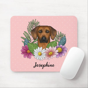 Rhodesian Ridgeback Head Colourful Flowers And Nam Mouse Pad