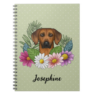 Rhodesian Ridgeback Head Colourful Flowers And Nam Notebook