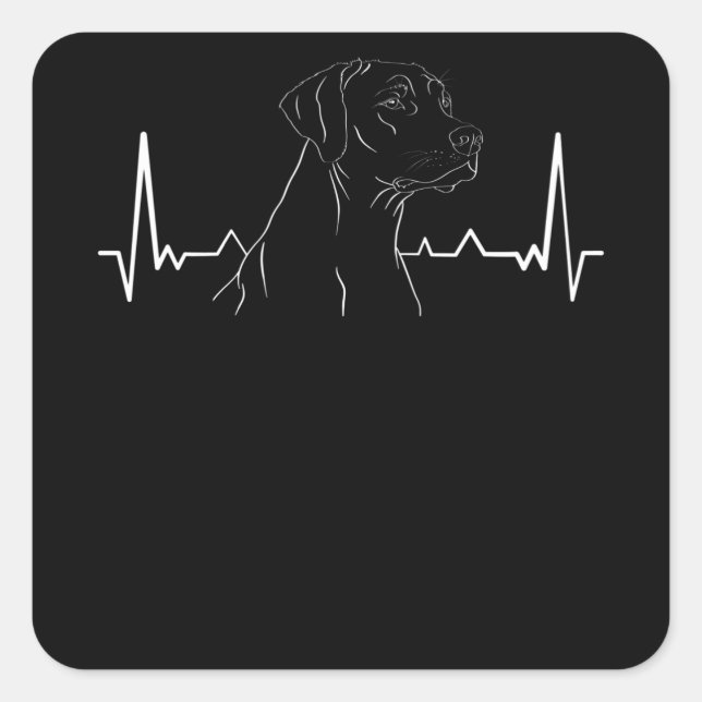 Rhodesian Ridgeback Heartbeat Square Sticker (Front)