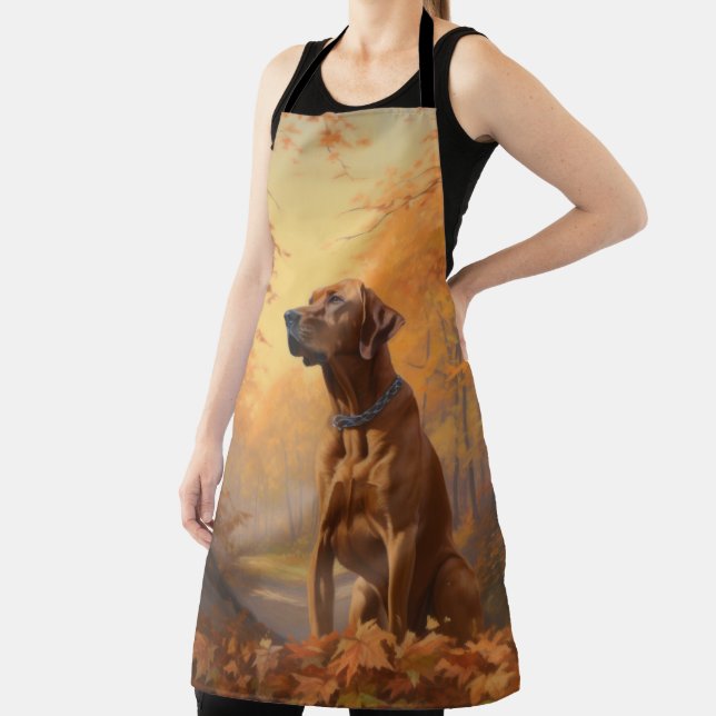 Rhodesian Ridgeback  in Autumn Leaves Fall Inspire Apron (Insitu)