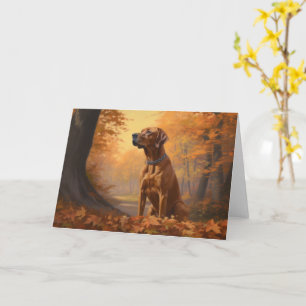 Rhodesian Ridgeback in Autumn Leaves Fall Inspire Card