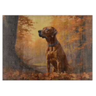 Rhodesian Ridgeback in Autumn Leaves Fall Inspire Cutting Board