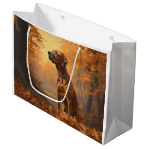 Rhodesian Ridgeback in Autumn Leaves Fall Inspire Large Gift Bag