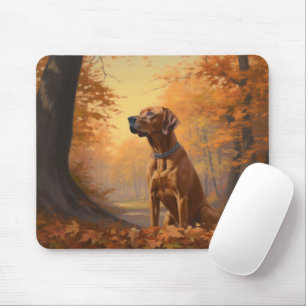 Rhodesian Ridgeback  in Autumn Leaves Fall Inspire Mouse Pad
