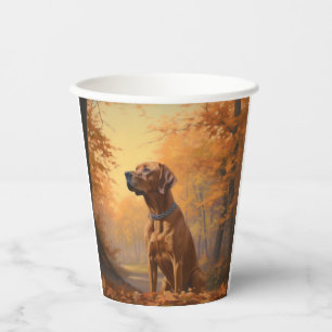 Rhodesian Ridgeback in Autumn Leaves Fall Inspire Paper Cups