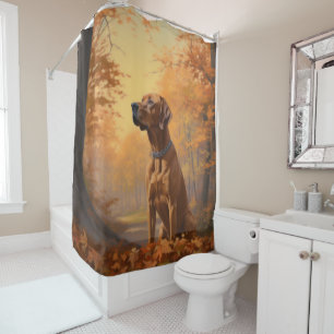 Rhodesian Ridgeback  in Autumn Leaves Fall Inspire Shower Curtain