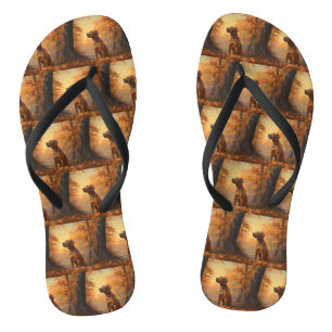 Rhodesian Ridgeback  in Autumn Leaves Fall Inspire Thongs
