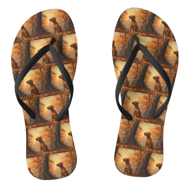 Rhodesian Ridgeback  in Autumn Leaves Fall Inspire Thongs (Footbed)