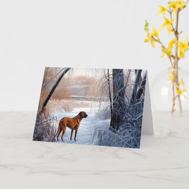 Rhodesian Ridgeback Let It Snow Christmas  Card (Yellow Flower)