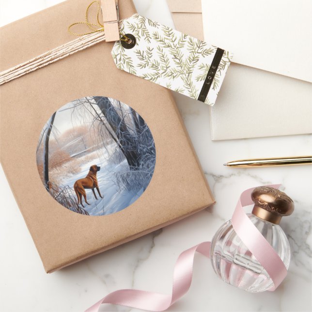 Rhodesian Ridgeback Let It Snow Christmas  Classic Round Sticker (Gifting)