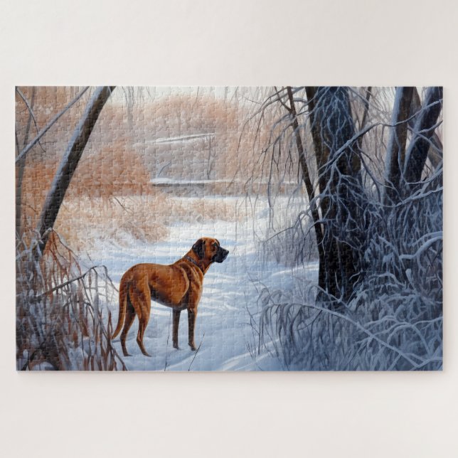 Rhodesian Ridgeback Let It Snow Christmas  Jigsaw Puzzle (Horizontal)