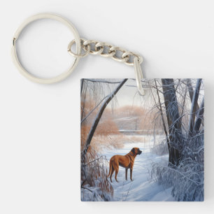Rhodesian Ridgeback Let It Snow Christmas Key Ring