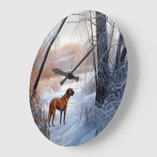 Rhodesian Ridgeback Let It Snow Christmas Large Clock