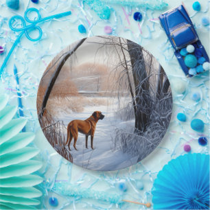 Rhodesian Ridgeback Let It Snow Christmas  Paper Plate